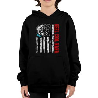 Womens Vintage Fishing Reel Cool Nana Flag American Mothers Day Youth Hoodie - Seseable