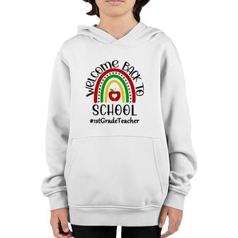 1St Grade Teacher Hashtag Welcome Back To School Boho Rainbow Teaching Gift Youth Hoodie - Seseable