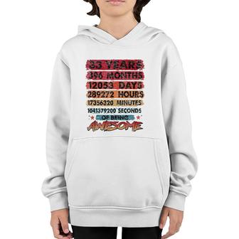 33Rd Birthday 33 Years Old Vintage Retro 396 Months Birthday Youth Hoodie - Seseable