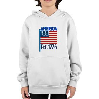 America Est 1776 July Independence Day Usa Flag 2022 Youth Hoodie - Seseable