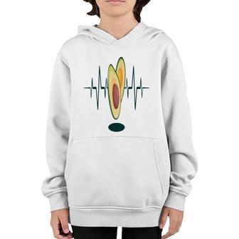 Avocardio Funny Avocado Heartbeat Is In Hospital Youth Hoodie - Seseable