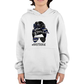 Back The Blue Police Wife From Husband Thin Blue Line American Flag Sunglasses Bandana Youth Hoodie - Seseable