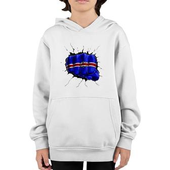 Cape Verde Flag Cape Verdean Flag Fist Gift Youth Hoodie | Mazezy