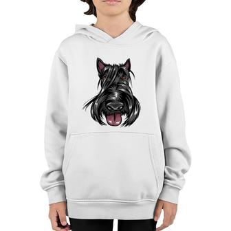 Cool Scottish Terrier Face Dog Youth Hoodie | Mazezy