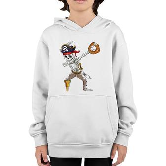 Dab Skeleton Dabbing Skeleton Pirate Baseball Youth Hoodie | Mazezy