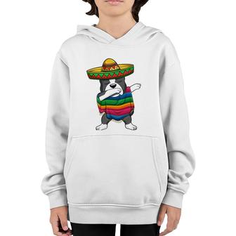 Dabbing Boston Terrier Mexican Poncho Sombrero Cinco De Mayo Youth Hoodie - Seseable