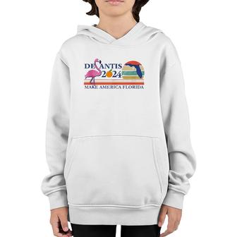 Desantis 2024 Make America Florida Flamingo Vintage Retro Youth Hoodie - Seseable