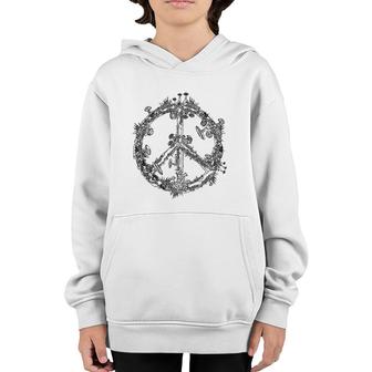 Goblincore Mushroom Peace Sign Vintage Retro Cottagecore Youth Hoodie - Seseable