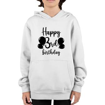 Happy 3Rd Birthday Black Version With Shadows And Flowers Youth Hoodie - Seseable