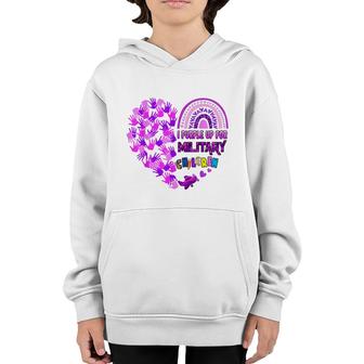 Heart Military Child Month - Purple Up For Military Kids Youth Hoodie - Seseable