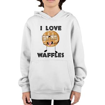 I Love Waffles Waffle Love Pun Youth Hoodie | Mazezy AU