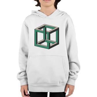 Impossible Cube Optical Illusion Tee Youth Hoodie | Mazezy
