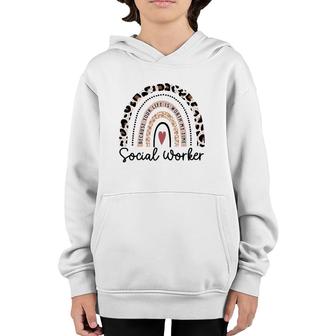 Leopard Rainbow Social Worker Funny Social Worker Christmas Youth Hoodie | Mazezy