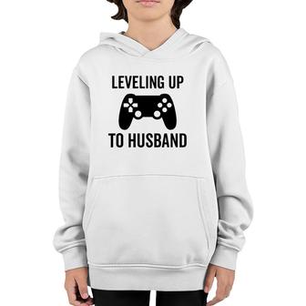 Leveling Up To Husband Engagement Groom Video Game Lover Youth Hoodie - Seseable