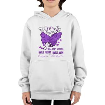 Lupus Awareness Warrior Purple Ribbon Butterfly Wolf Womens Youth Hoodie - Seseable