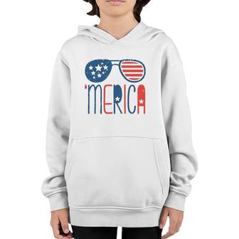 Merica American Flag Aviators Toddler4th July Usa Flag Sunglass Youth Hoodie | Seseable UK