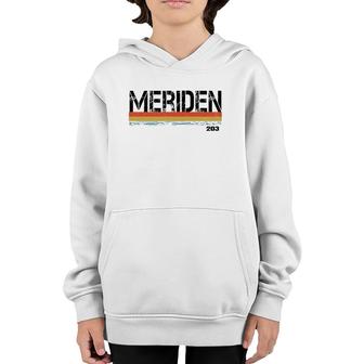 Meridan Conn Area Code 203 Vintage Stripes Gift & Sovenir Youth Hoodie - Seseable