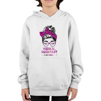 Messy Hair Woman Bun Medical Assistant Proud Nurse Life Youth Hoodie - Seseable