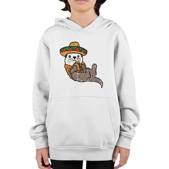 Mexican Otter Sombrero Taco Cinco De Mayo Fiesta Animal Youth Hoodie - Seseable