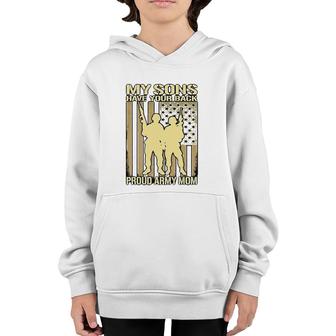 My Two Sons Have Your Back Proud Army Mom Mother Gift Youth Hoodie | Mazezy