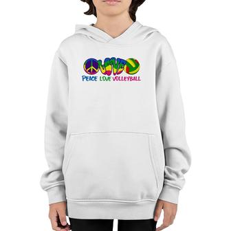 Peace Love Volleyball-Retro Stryle Volleyball Apparel Gifts Youth Hoodie | Mazezy