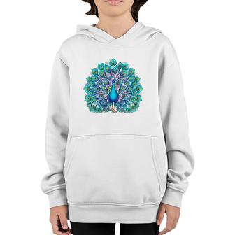 Peacock Bird Lover Illustration Animal Lover Youth Hoodie | Mazezy