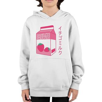Pink Strawberry Milk Japanese Kawaii Retro 90S Anime Youth Hoodie - Seseable