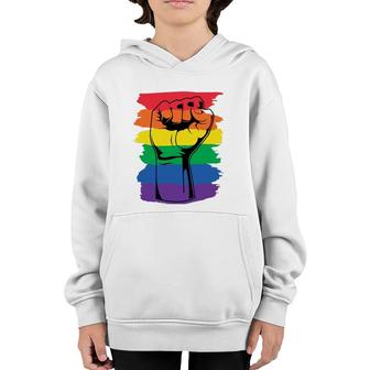 Pride Month Merch Lgbt Rainbow Fist Lgbtq Gay Pride Youth Hoodie - Seseable