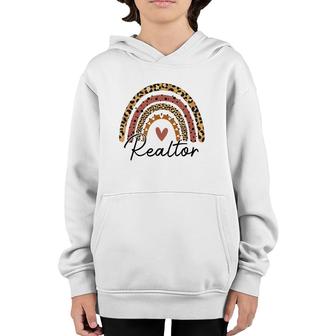 Realtor Leopard Rainbow Real Estate Agent Real Estate Life Youth Hoodie | Mazezy AU