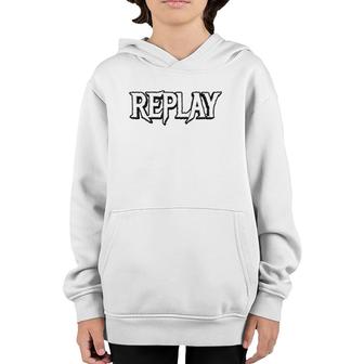 Replay Whites Text Gift Youth Hoodie | Mazezy