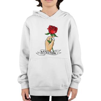 Rose Hand Affection Floral Novelty Youth Hoodie | Mazezy