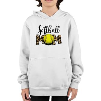 Softball Baseball Ball Mom Leopard Funny Mothers Day Womens Youth Hoodie - Seseable