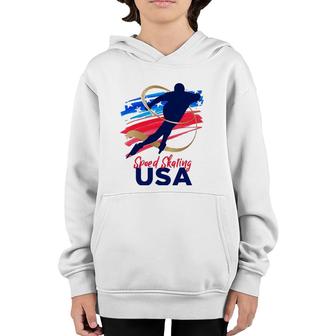 Speed Skating Usa Support The Teamusa Flag Winter Youth Hoodie | Mazezy