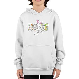 Stethoscope Scrub Nurse Life Easter Day Cute Bunny With Eggs Youth Hoodie | Mazezy