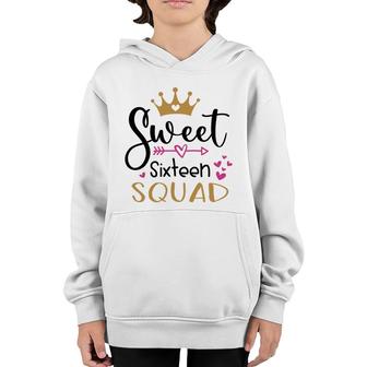 Sweet Sixn Squad Black 16Th Birthday 2006 Crown Youth Hoodie - Seseable