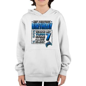 Wake Up Turn 7 Game All Day Gamer 7Th Birthday Party Youth Hoodie - Seseable