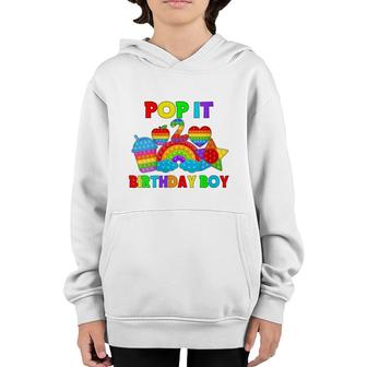 Womens Birthday Boy Pop It 2 Rainbow 2Nd Birthday Youth Hoodie - Seseable