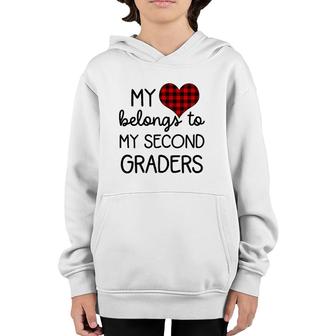 Womens Cute Sweet Valentines Day Gift Idea For 2Nd Grade Teacher Youth Hoodie - Seseable