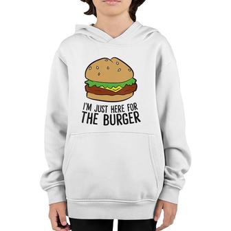 Womens Funny Hamburger Fast Food Im Just Here For The Burger V-Neck Youth Hoodie | Mazezy AU