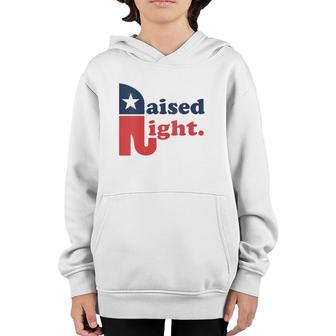 Womens Raised Right Republican Elephant Retro Style Distressed Gift V-Neck Youth Hoodie | Mazezy CA