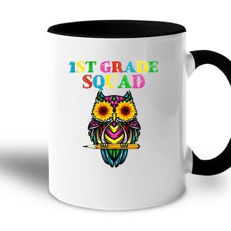 1St Grade Squad Sunflower Owl 1St Grade Teacher Accent Mug - Seseable