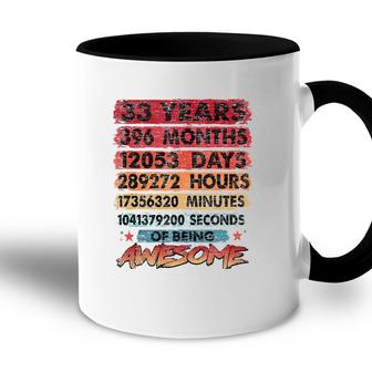 33Rd Birthday 33 Years Old Vintage Retro 396 Months Birthday Accent Mug - Seseable