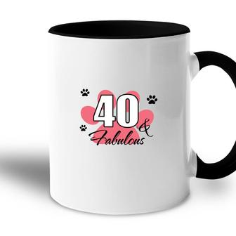 40 Happy Birthday 40Th Pink Paw Print Cat Animal Accent Mug | Seseable CA