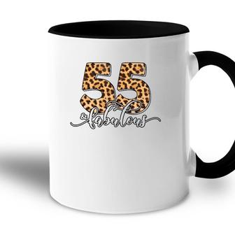 55Th Birthday Fabulous 55 Years Old Cool Leopard Birthday Accent Mug - Seseable
