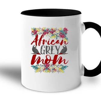 African Grey Mom - Floral - African Grey Parrot Accent Mug | Mazezy