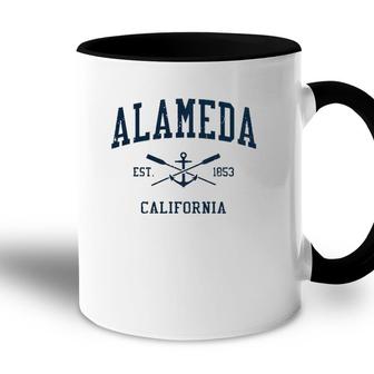 Alameda Ca Vintage Navy Crossed Oars & Boat Anchor Accent Mug | Mazezy