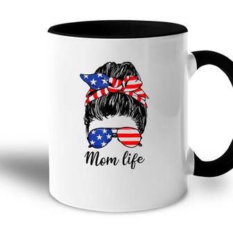 American Flag 4Th Of July Mom Life Messy Bun Mothers Day Accent Mug - Seseable