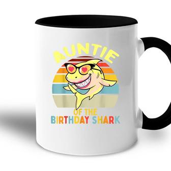 Auntie Of The Shark Birthday Aunt Matching Family Accent Mug - Seseable