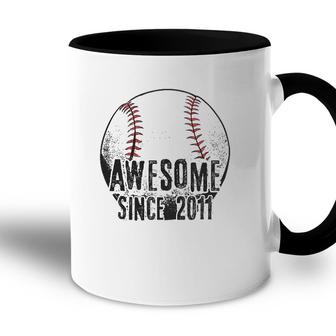 Awesome Since 2011 11 Years Old Baseball Player 11St Birthday Accent Mug - Seseable