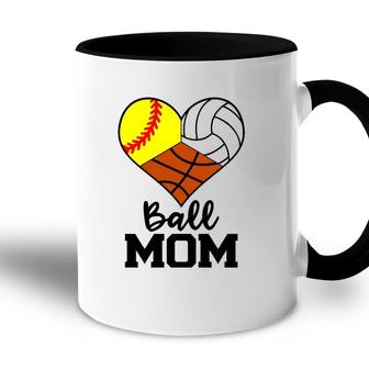 Ball Mom Funny Softball Volleyball Basketball Player Mom Accent Mug | Mazezy